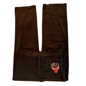 NBA Chicago BULLS Black Velour Drawstring Pants with Embroidered LOGO Medium